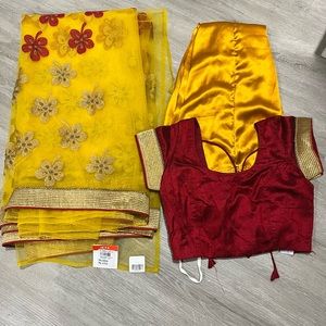 Brand new wedding net saree with sequin work blouse and inskirt for sale ..